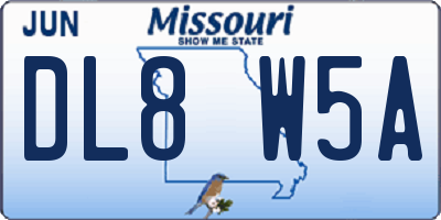 MO license plate DL8W5A