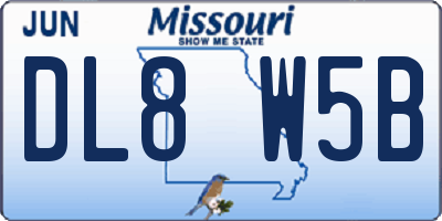 MO license plate DL8W5B