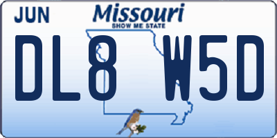 MO license plate DL8W5D