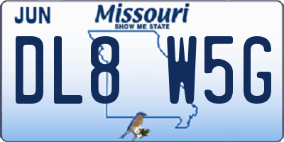 MO license plate DL8W5G