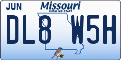 MO license plate DL8W5H