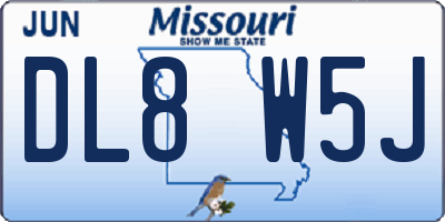 MO license plate DL8W5J