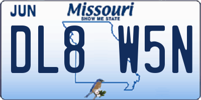 MO license plate DL8W5N