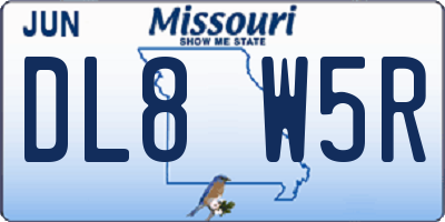 MO license plate DL8W5R