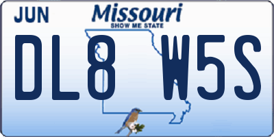 MO license plate DL8W5S