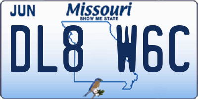 MO license plate DL8W6C