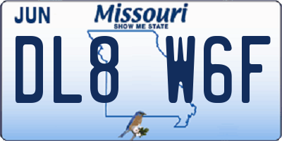 MO license plate DL8W6F