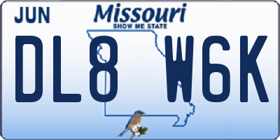 MO license plate DL8W6K
