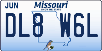 MO license plate DL8W6L