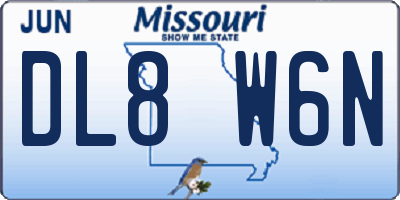 MO license plate DL8W6N