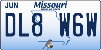 MO license plate DL8W6W