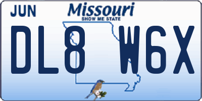 MO license plate DL8W6X