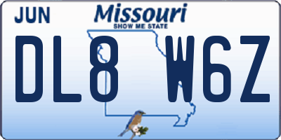 MO license plate DL8W6Z
