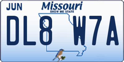 MO license plate DL8W7A