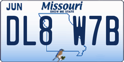 MO license plate DL8W7B