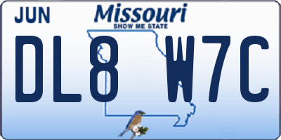 MO license plate DL8W7C