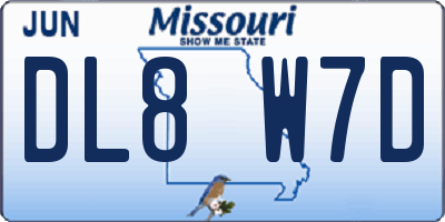 MO license plate DL8W7D