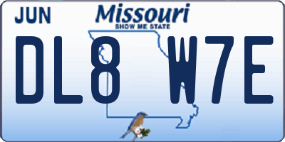 MO license plate DL8W7E