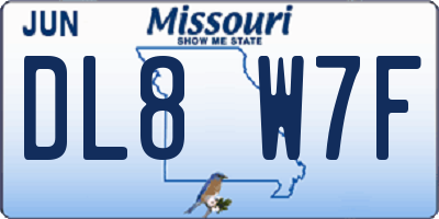 MO license plate DL8W7F