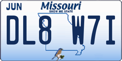 MO license plate DL8W7I