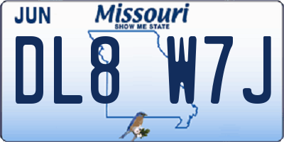 MO license plate DL8W7J