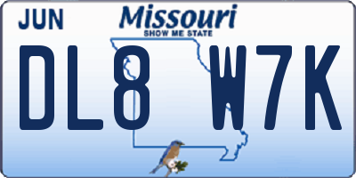 MO license plate DL8W7K