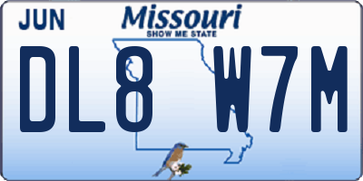 MO license plate DL8W7M