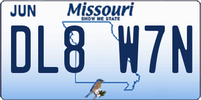 MO license plate DL8W7N