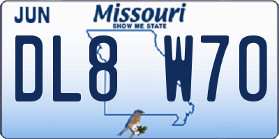MO license plate DL8W7O