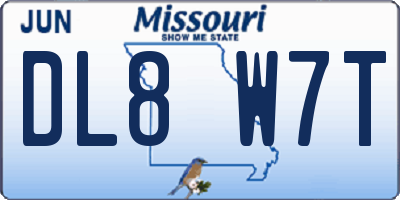 MO license plate DL8W7T
