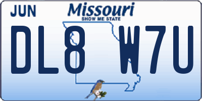 MO license plate DL8W7U
