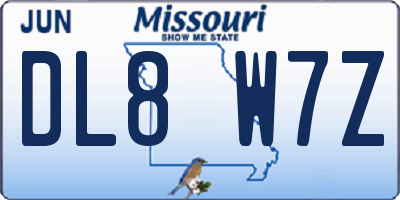 MO license plate DL8W7Z