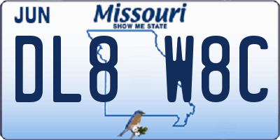 MO license plate DL8W8C