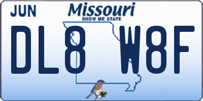 MO license plate DL8W8F