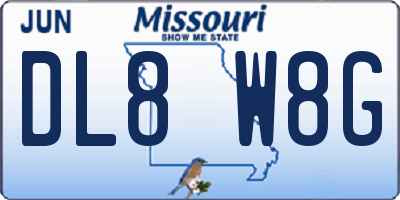 MO license plate DL8W8G