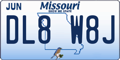 MO license plate DL8W8J