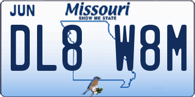 MO license plate DL8W8M