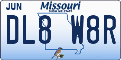 MO license plate DL8W8R