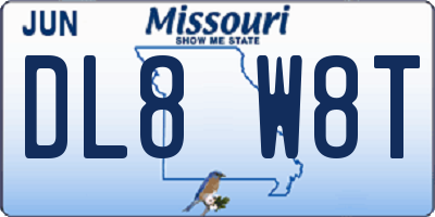 MO license plate DL8W8T