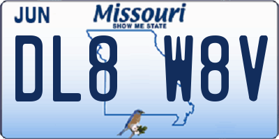 MO license plate DL8W8V