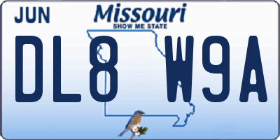 MO license plate DL8W9A