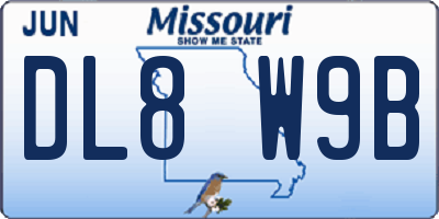 MO license plate DL8W9B