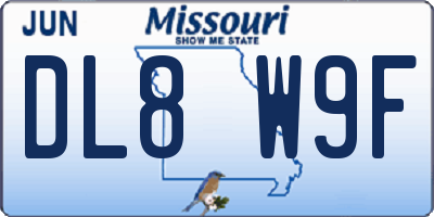 MO license plate DL8W9F