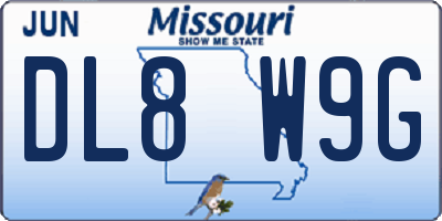 MO license plate DL8W9G