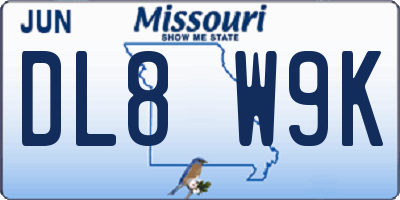 MO license plate DL8W9K