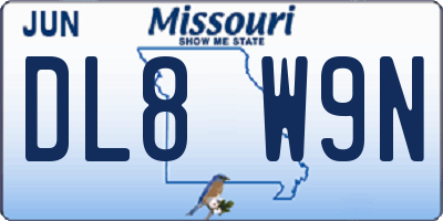 MO license plate DL8W9N