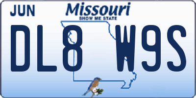 MO license plate DL8W9S