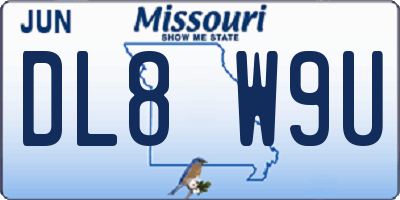 MO license plate DL8W9U