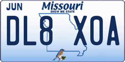 MO license plate DL8X0A