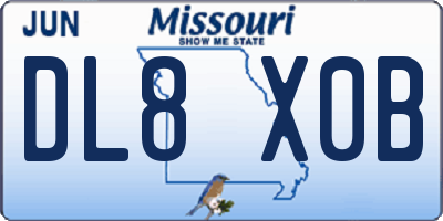 MO license plate DL8X0B